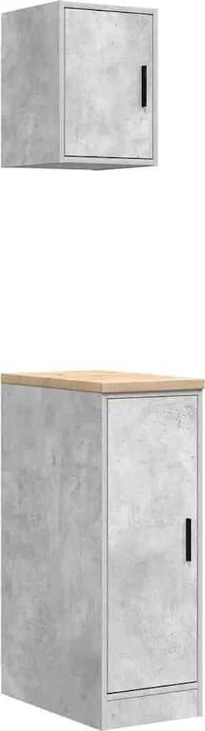 Armoires de garage 2 pcs en gris béton bois composite - Modèle G8420