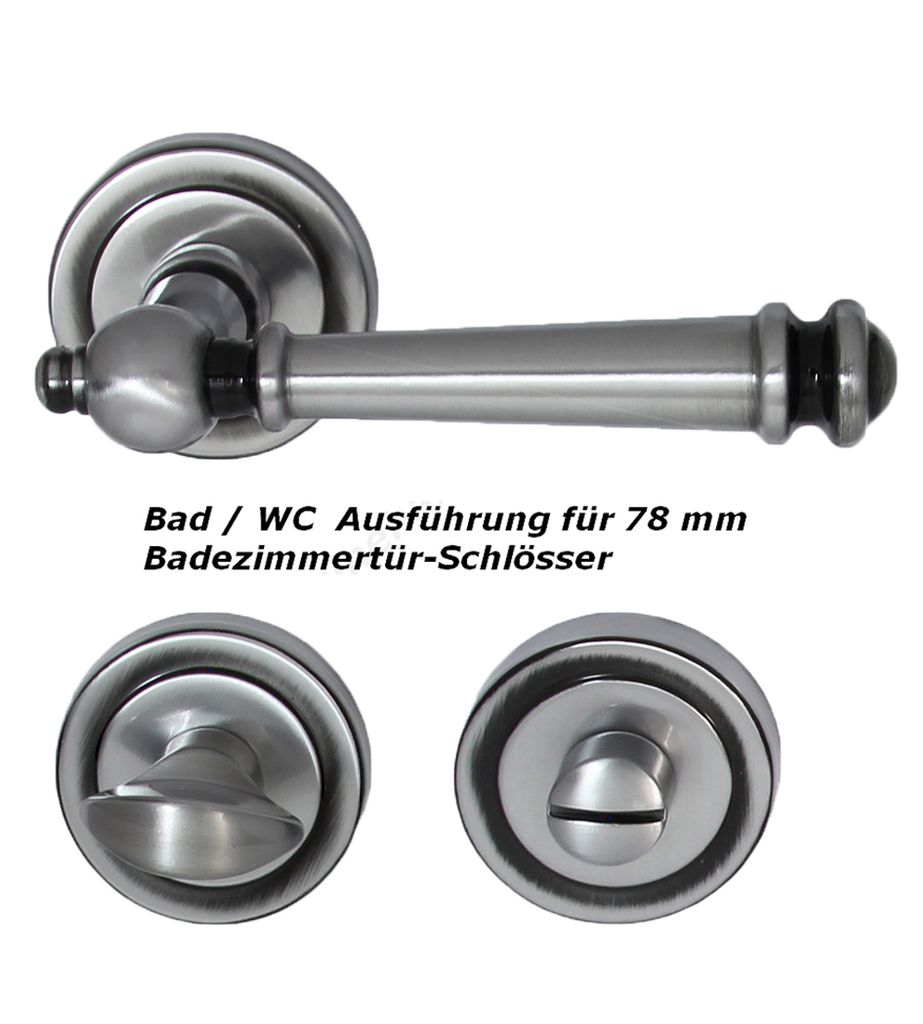 Massiv Messing Türbeschlag Kos R WC Stahlgrau Türdrücker Türklinke