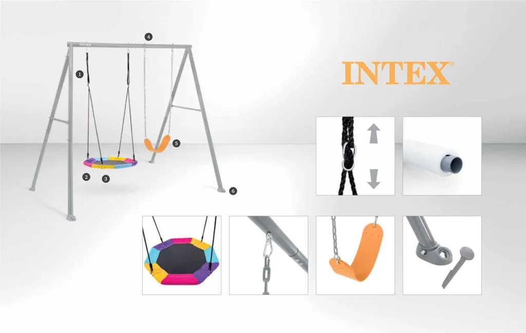 Balançoire structure acier INTEX 44126 haute résistance 2 places - 11