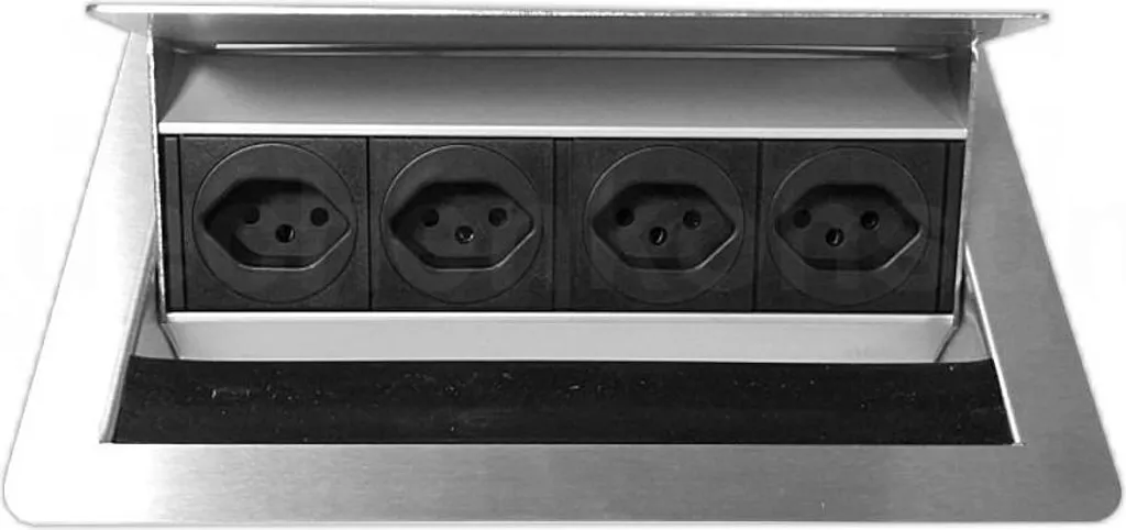 EVOline FlipTop Push 4x Prises de Courant Escamotable Inox Brossé