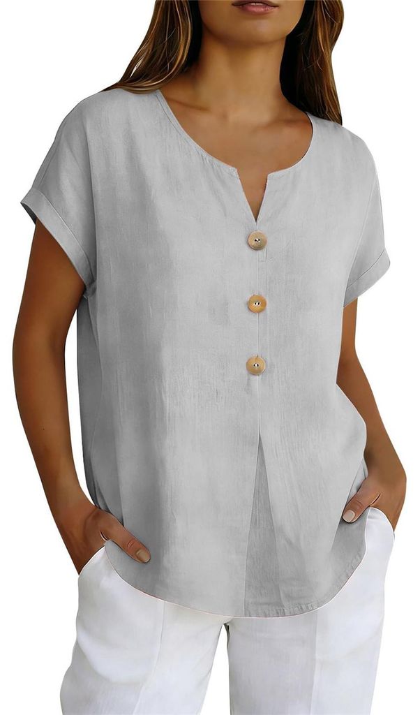 T-shirt pour femme ASKSA, en mousseline, pour l'été, Image du produit 