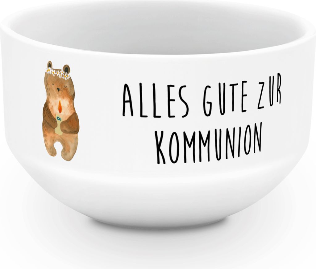 Mr. & Mrs. Panda suppenbowl Bär Kommunion - Weiß - Geschenk, salatschälchen, Müslischale, Porzellan Schale, Müsli Schüssel, Gottes Segen, Tau...