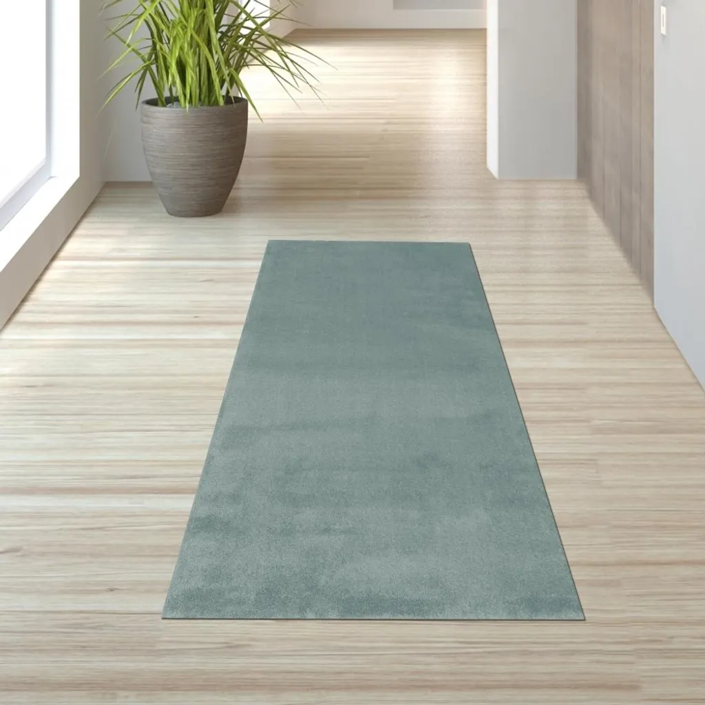 Tapis d'entrée uni vert menthe 80x150cm haute résistance pour maison