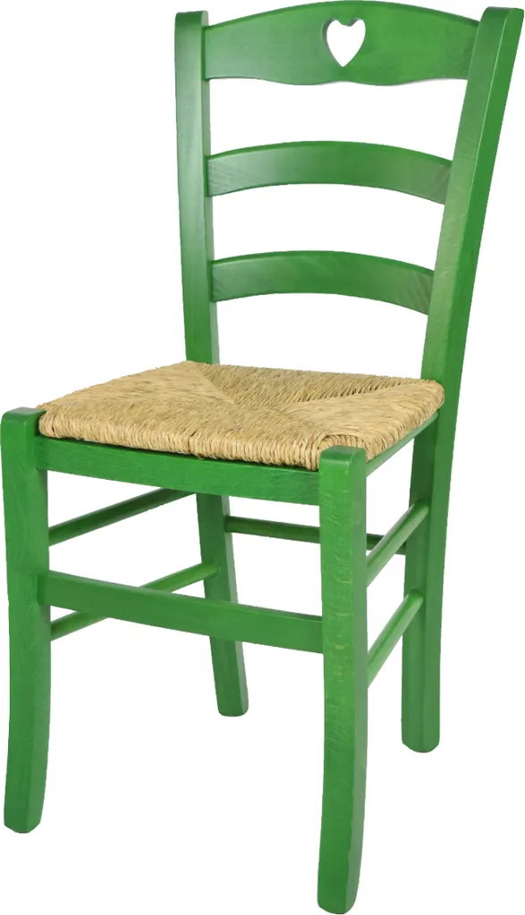 t m c s Tommychairs - Sedia CUORE per cucina e sala da pranzo, struttura robusta in legno di faggio, laccata in colore verde anilina e sedile in paglia