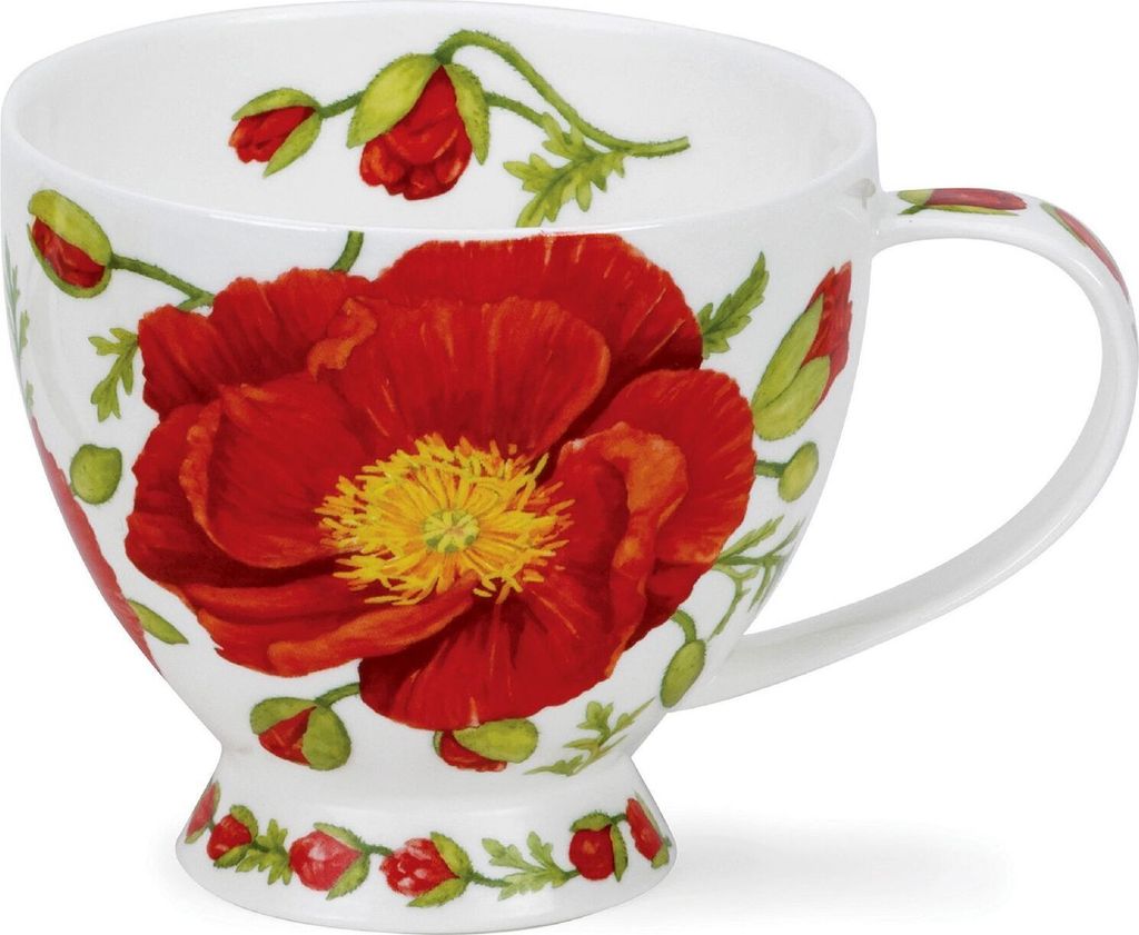 Dunoon Becher, Tasse Skye auf Fuß PAPAVER Mohn für 450ml weiß bunt Formano WA