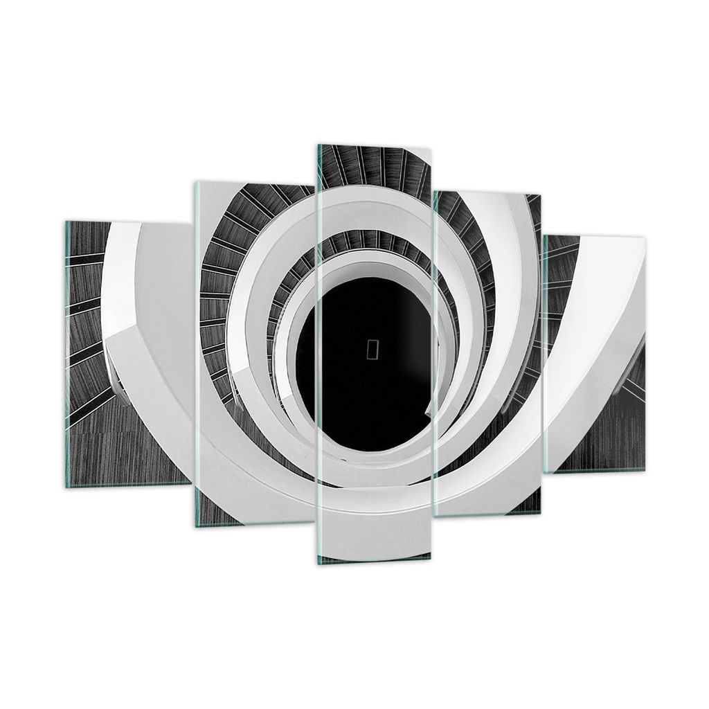 Bilder auf glas - 5 Teile - Stück Modern Treppe - 150x100cm - Glasbilder - Wandbilder - Bilder - zum Aufhängen bereit - Wanddekoration aus Glas -...