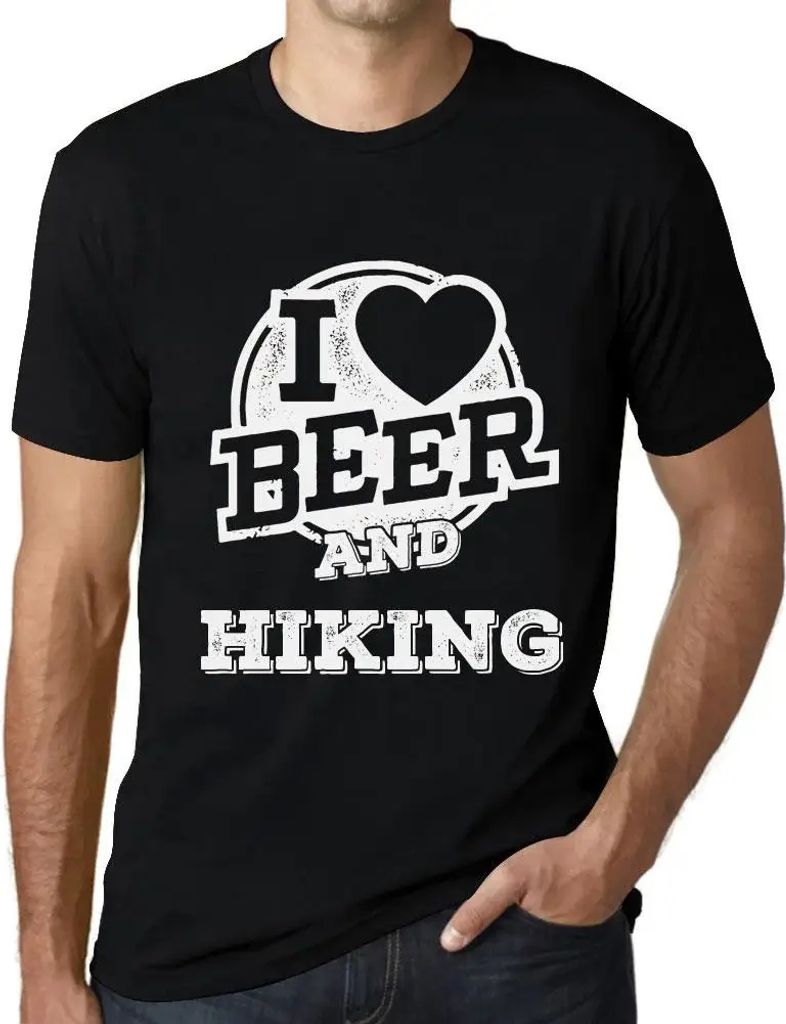 Herren Grafik T-Shirt Ich liebe Bier und Wandern – I Love Beer And Hiking – Öko-Verantwortlich Vintage Jahrgang Kurzarm Lustige Druck Geburtstag