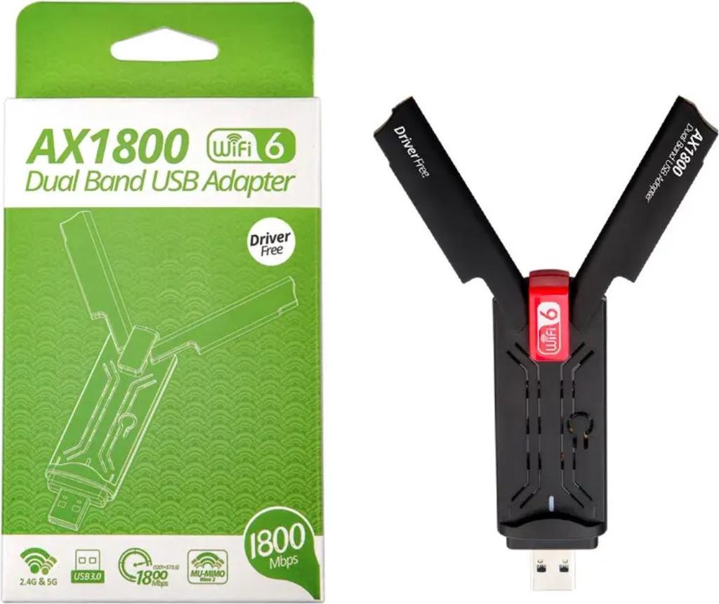 USB-WiFi-6-Antenne AX1800Mbps Dualband 2,4 GHz und 5 GHz