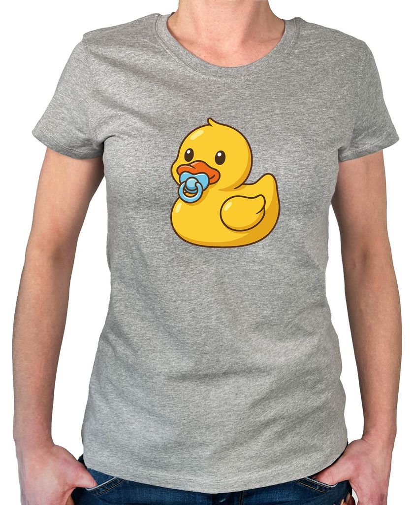 Huuraa Damen T-Shirt Quietscheente Baby Gummiente Säugling XXL Sport Grey Bio Baumwolle Fairtrade Damenshirt Geschenkidee