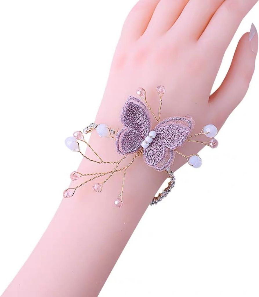 Handgelenk Corsage Elegantes einfaches Design farbiger Glasur Künstliche Brautbrautjungfer Schmetterlingsblumarmband für Hochzeitsvergütung Jubi...