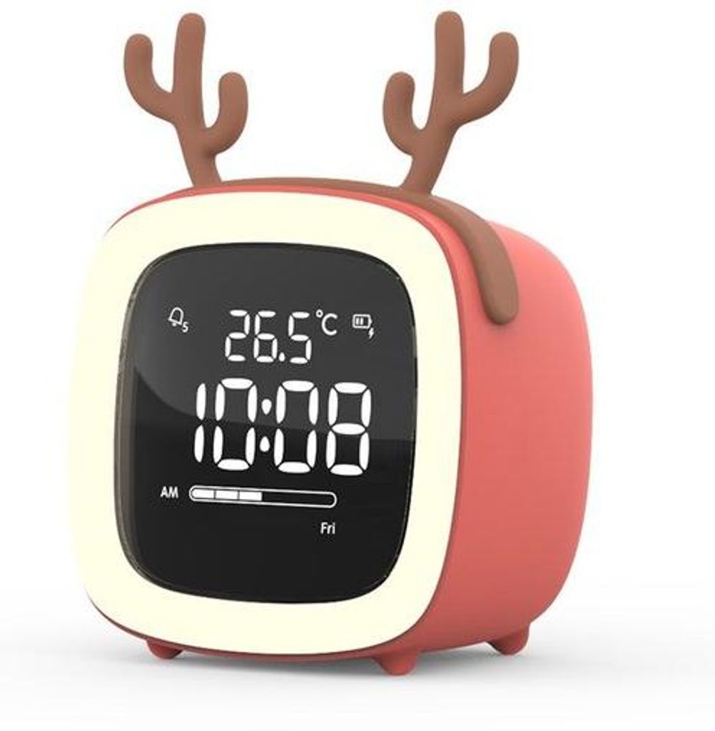 Kinder-TV-Wecker mit LED-Technologie, USB-ladbar, ideal für Schüler und Mädchen.