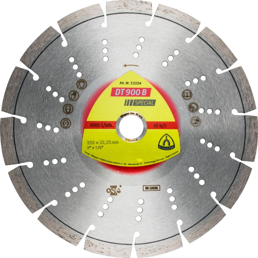 Klingspor DT 900 B Diamanttrennscheiben, 125 x 2,4 x 22,23 mm 9 Segmente 33 x 2,4 x 12 mm, Standardverzahnung