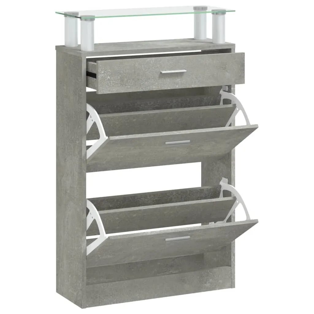 Scarpiera 63x24x104 cm Grigio Cemento - Kit Montaggio Facile Legno