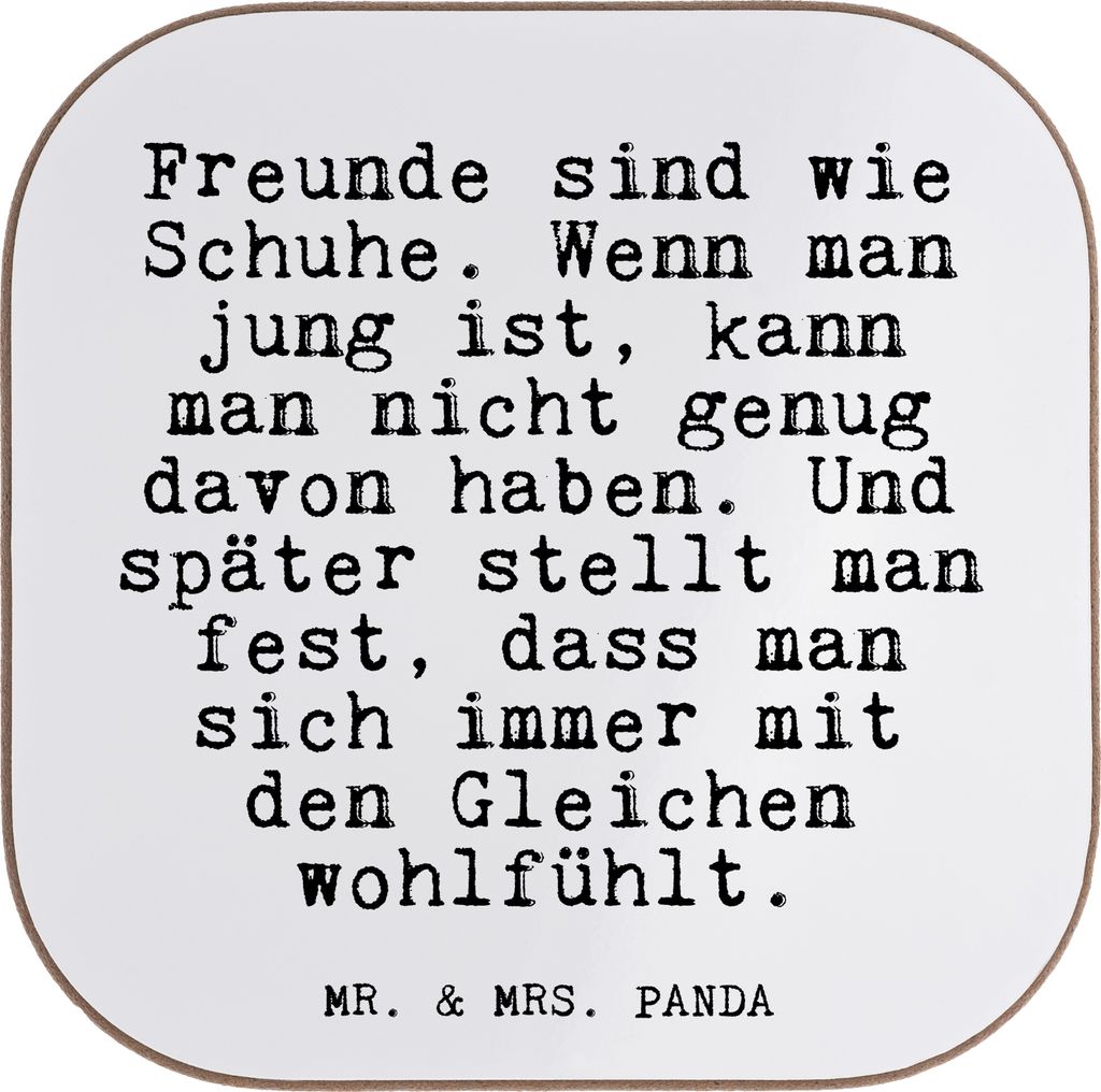 Mr. & Mrs. Panda Tischuntersetzer Freunde sind wie Schuhe.... - Weiß - Geschenk, Getränkeuntersetzer, beste Freundin, Schuhe, Geburtstagsgeschenk...