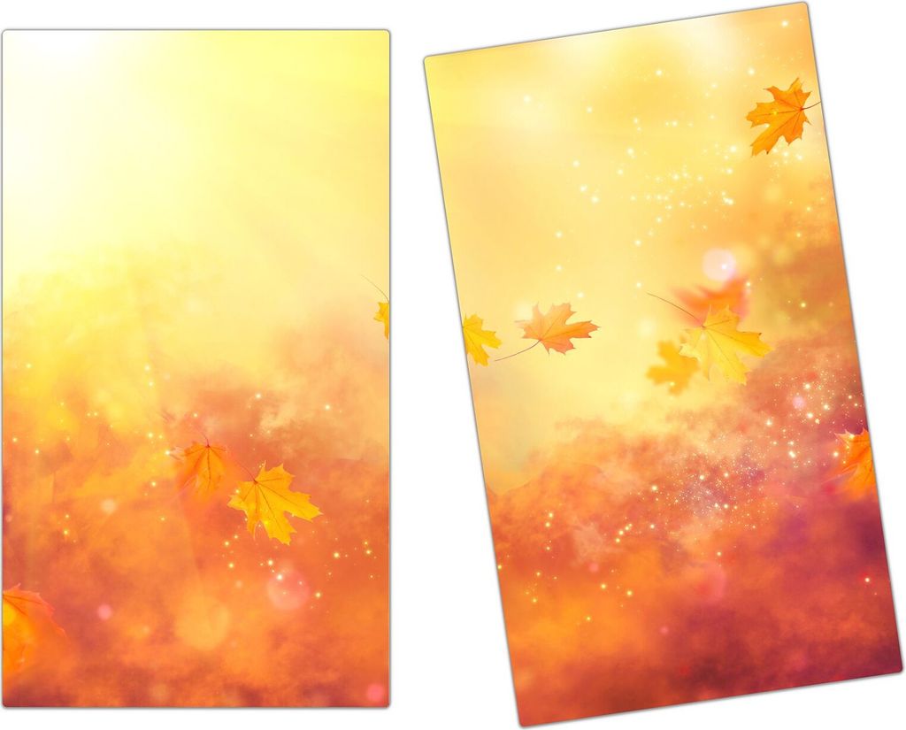 Spritzschutz Herdabdeckplatte Schneidebrett aus Glas Licht im Herbstwald 2-Teilig (60x52cm)