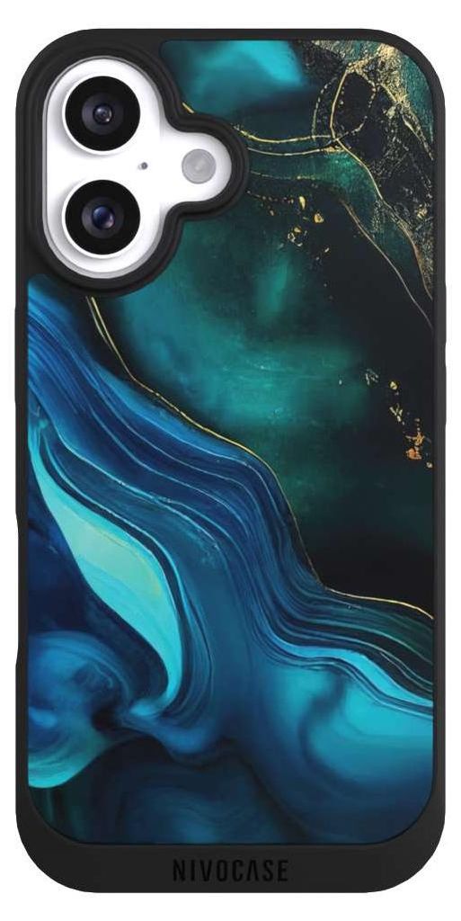 NIVOCASE Handyhülle für Apple iPhone 16 Hülle NIVOpure Case Schwarz Art Farbverlauf Marmor
