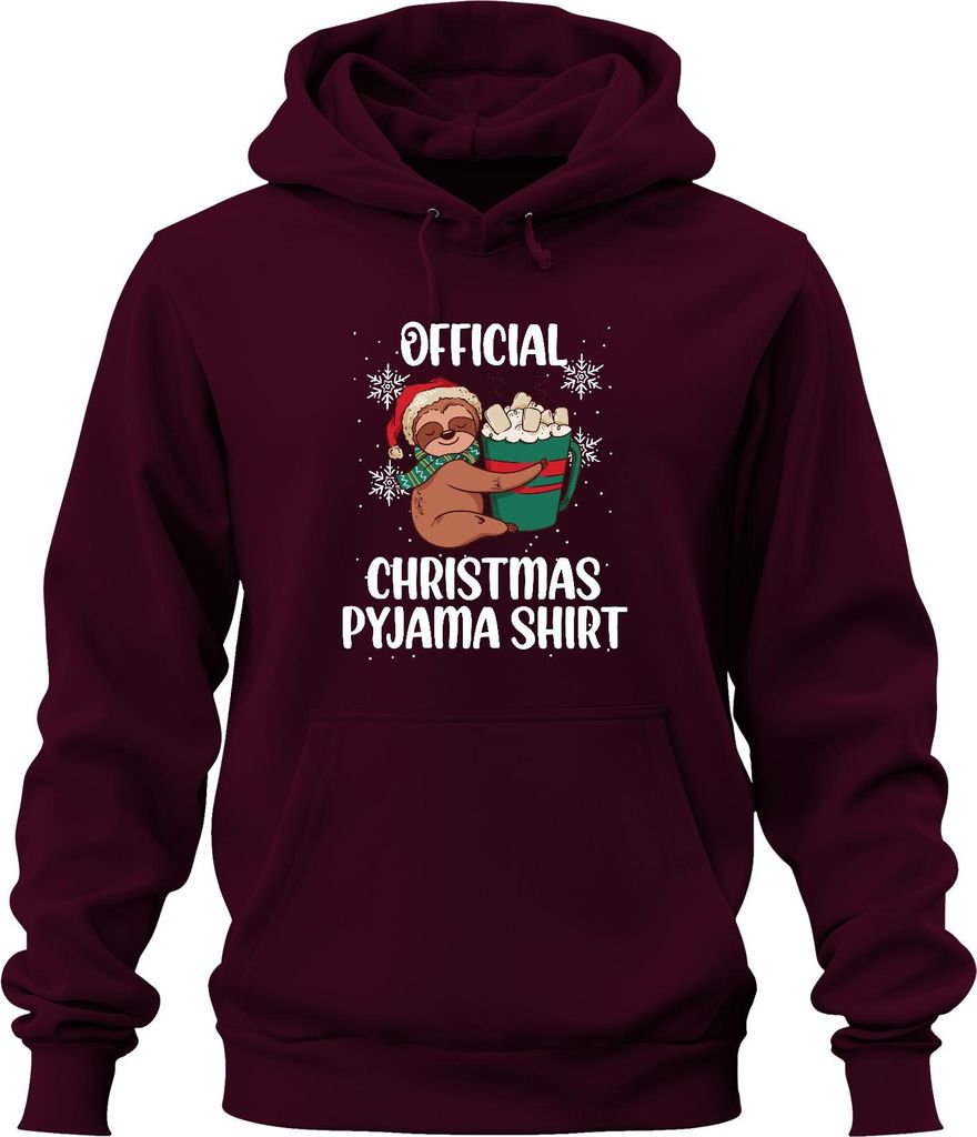 Official Christmas Pyjama Faultier - Weihnachten Weihnachtsgeschenk Christmas Uni Hoodie Kapuzenpullover, Burgundy, M