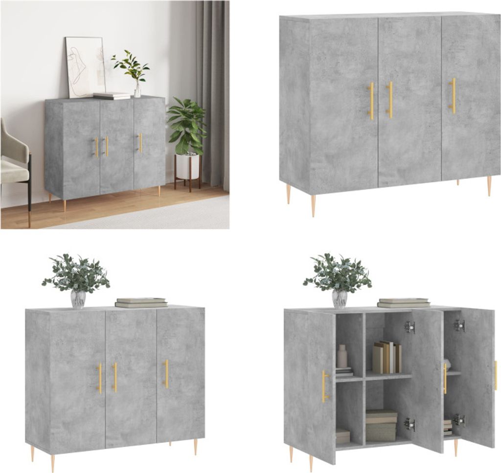 vidaXL Sideboard Betongrau 90x34x80 cm Holzwerkstoff - Sideboard - Sideboards - Schrank - Lagerschrank