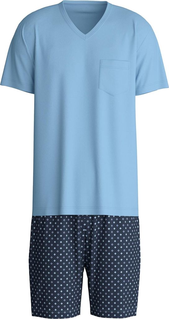 CALIDA Relax Streamline Kurz-Pyjama Herren, 100% Baumwolle, Glacier Lake, Größe 52-54