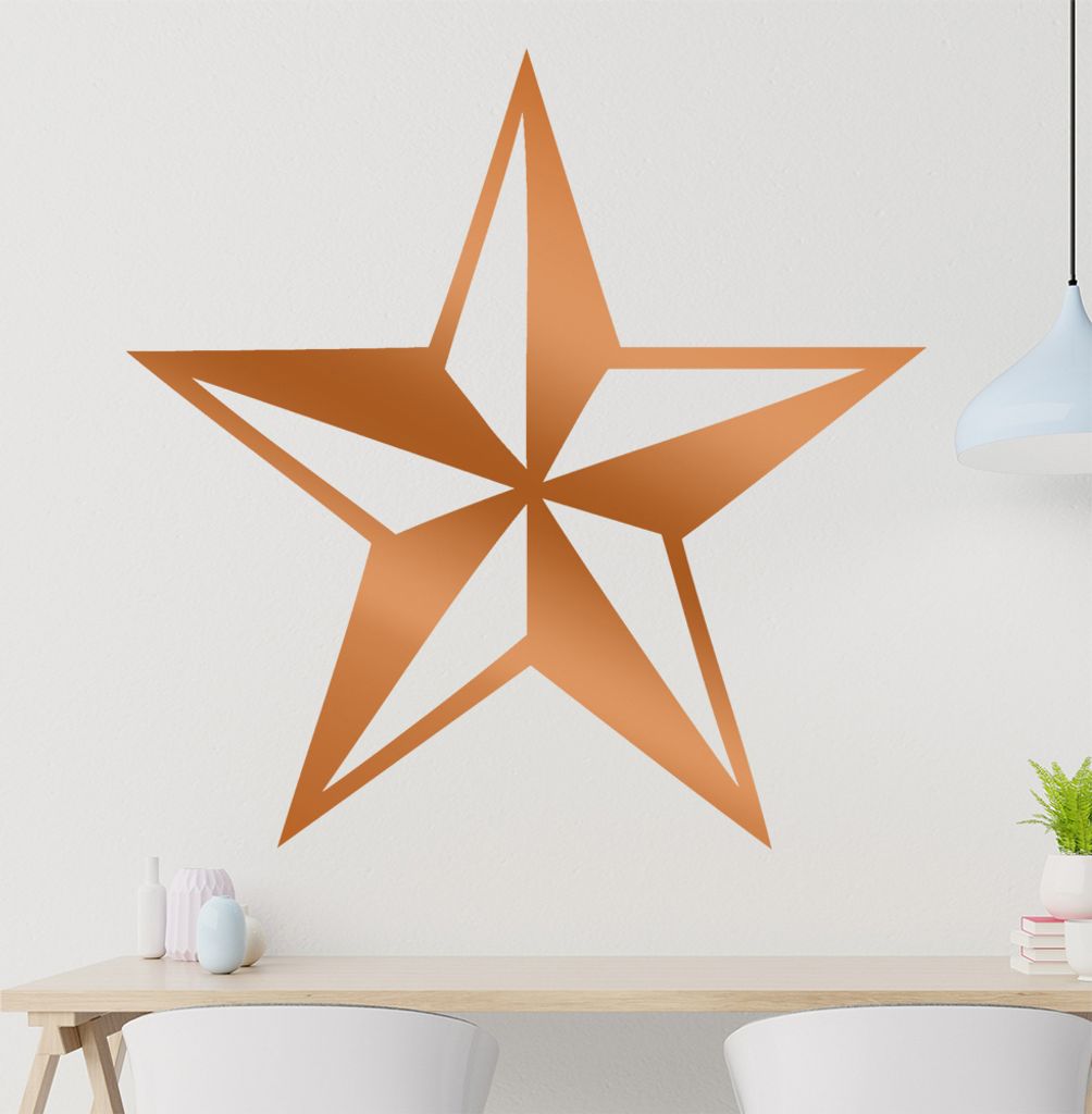 nautischer Stern Wandtattoo in 6 Größen - Wandaufkleber Wall Sticker - Dekoration, Küche, Wohnzimmer, Schlafzimmer, Badezimmer