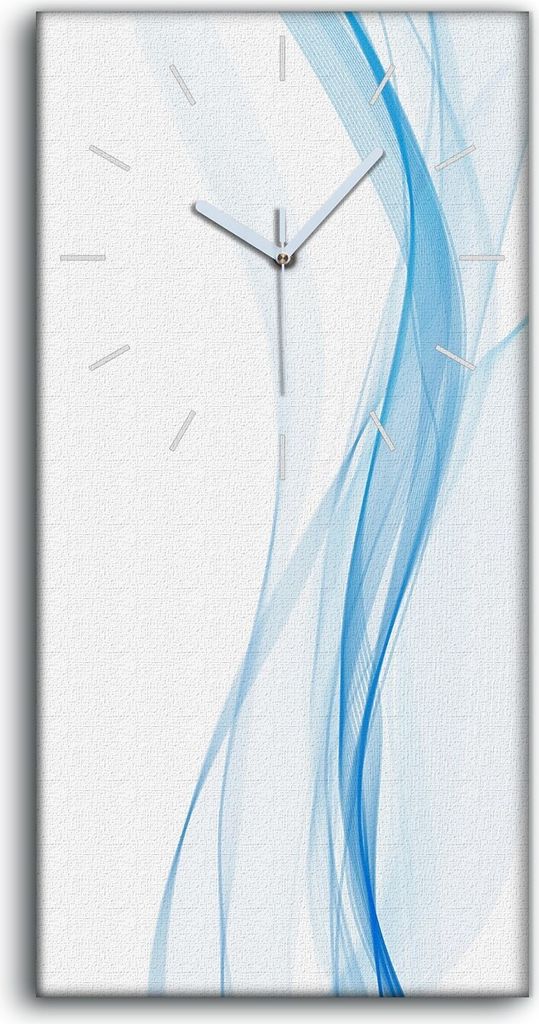 Wanduhr Bürouhr Leinwand Bild Geräuschlos 30x60 Wellen der Abstrakten Kunst - weiße Hände