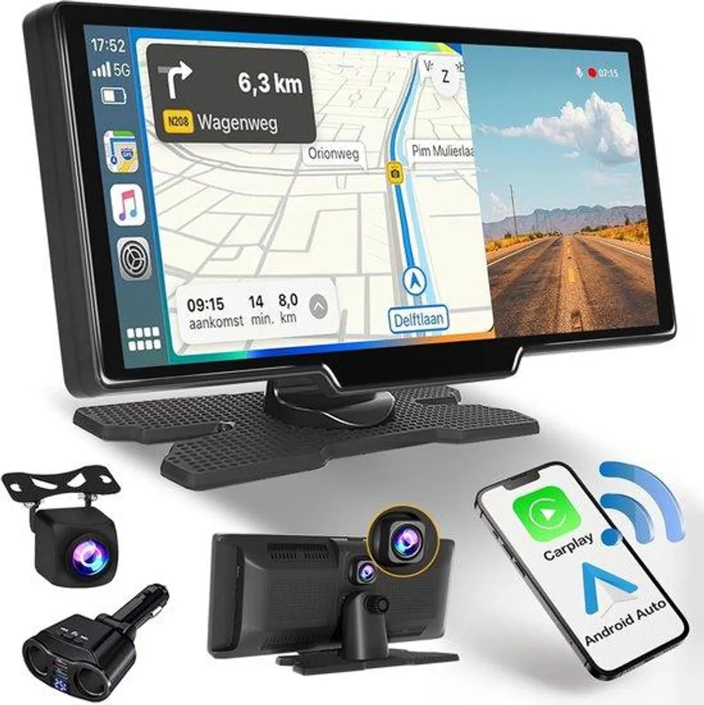 Écran tactile voiture 9,3 pouces Bluetooth sans fil Musique MP3 et WMA