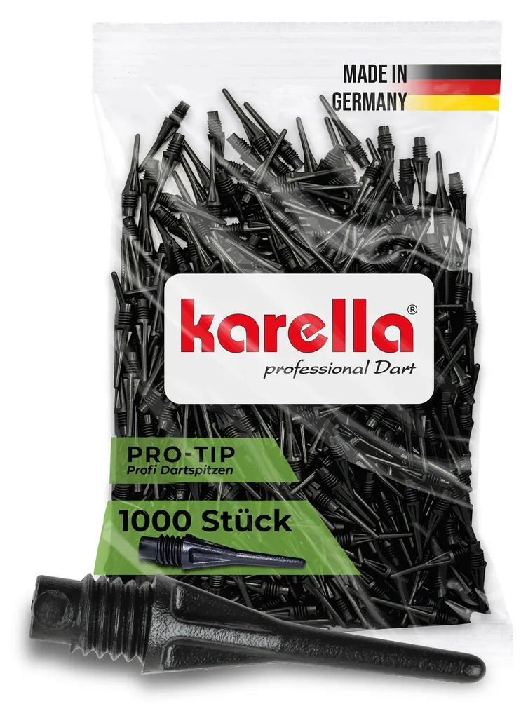 Pack de 1000 Pointes Karella PRO-TIP 2 BA pour Fléchettes de Bar Noires