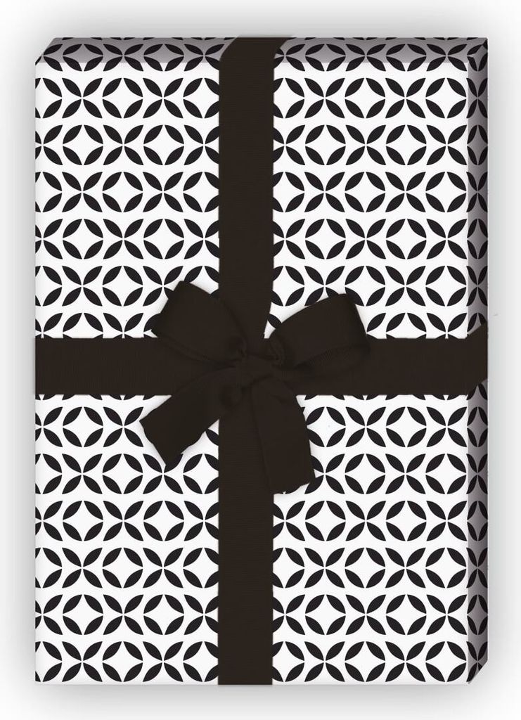 Grafisches Geschenkpapier im reduziertem Mosaik Design, schwarz weiß, - G8446, 32 x 48cm