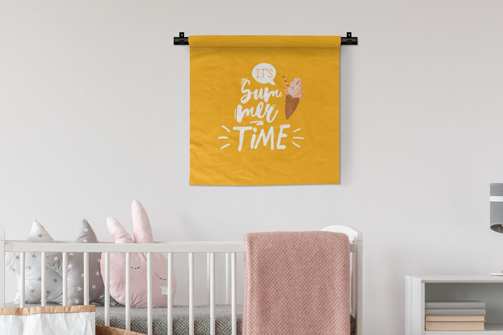 MuchoWow Wandteppich Wandbehang Sommer - Eiscreme - Weiß 60x60 cm Tapisserie Dekoration Wandtuch - Dekorationen - Wand Decke