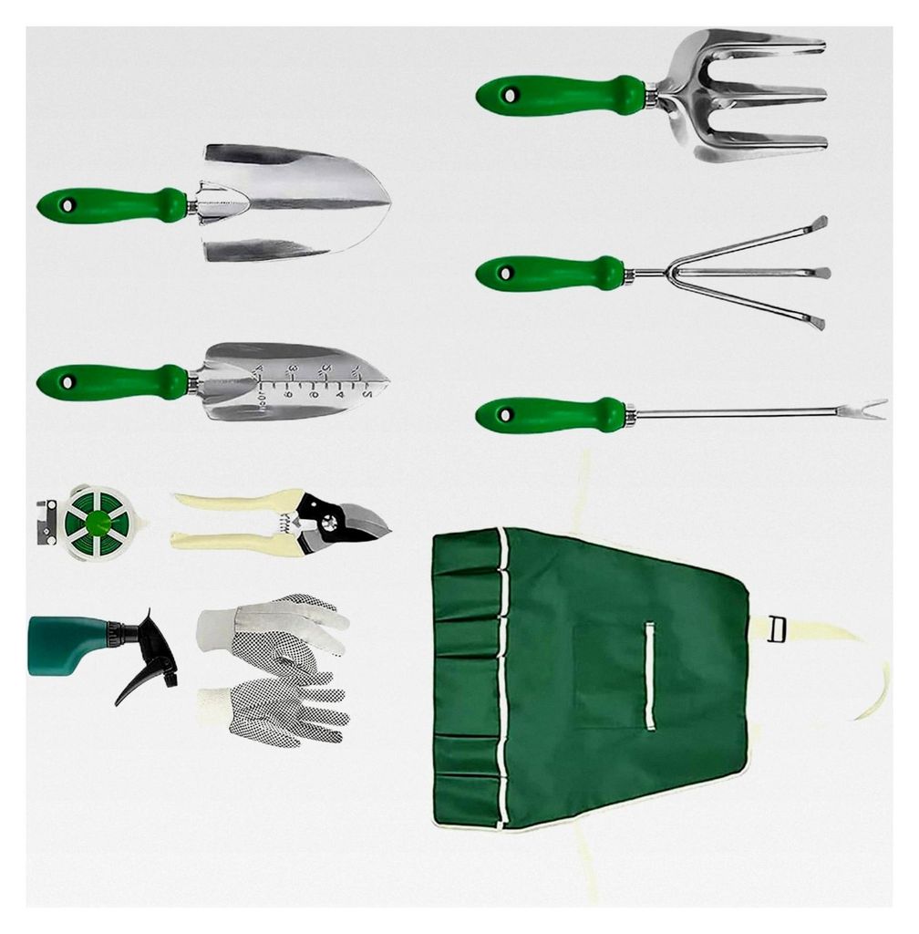 Gartengeräte Set - Robustes Rechen-Spaten-Set, 11-teiliges Gartenzubehör | Für Gärtner, Anfänger und Gartenliebhaber