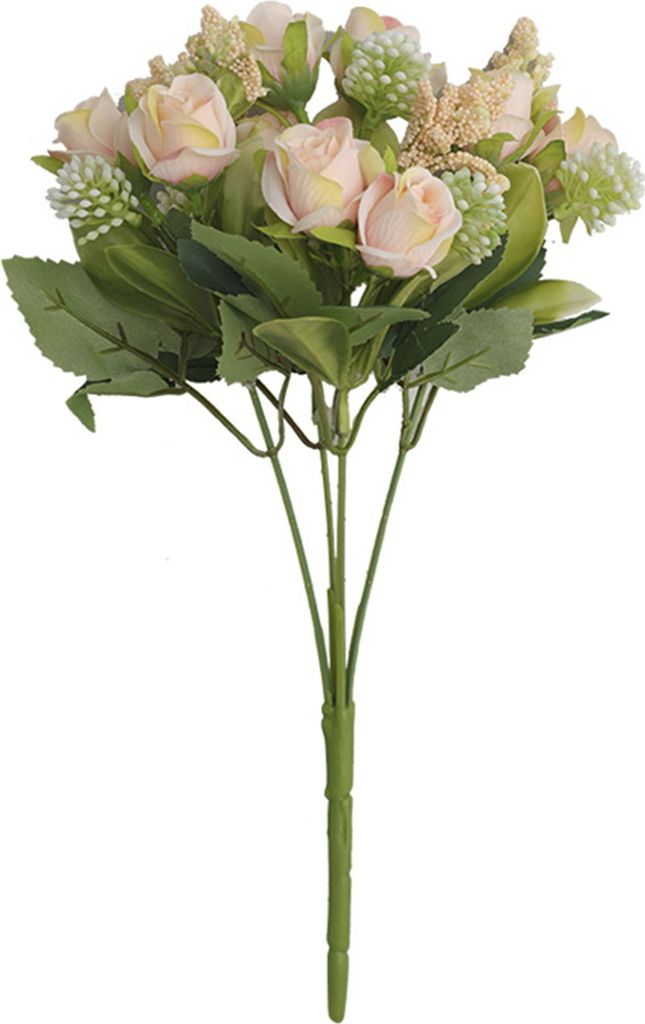 Faux Rose Bouquet Nicht-Ganze-Ganze ohne Bewässerung nicht verblüffende langlebige 15 Köpfe Wohnzimmer Nachbildung Simulation Blumenstrauß Haus...