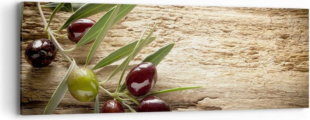 Bild auf Leinwand - Leinwandbild - Oliv italien aroma diät - 90x30cm - Wand Bild - Wanddeko - Leinwanddruck - Bilder - Kunstdruck - Wanddekoration...
