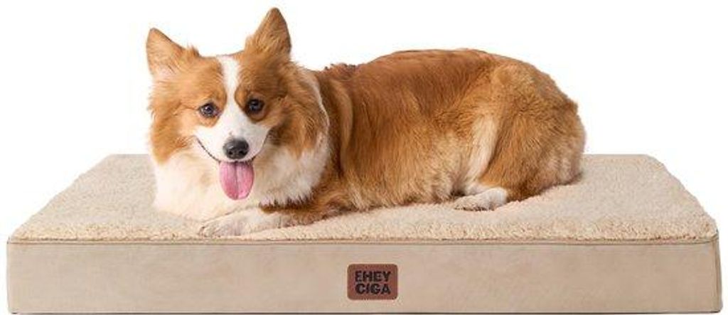 Orthopädisches Hundebett mittelgroß 89x58x9cm waschbar weich kaki