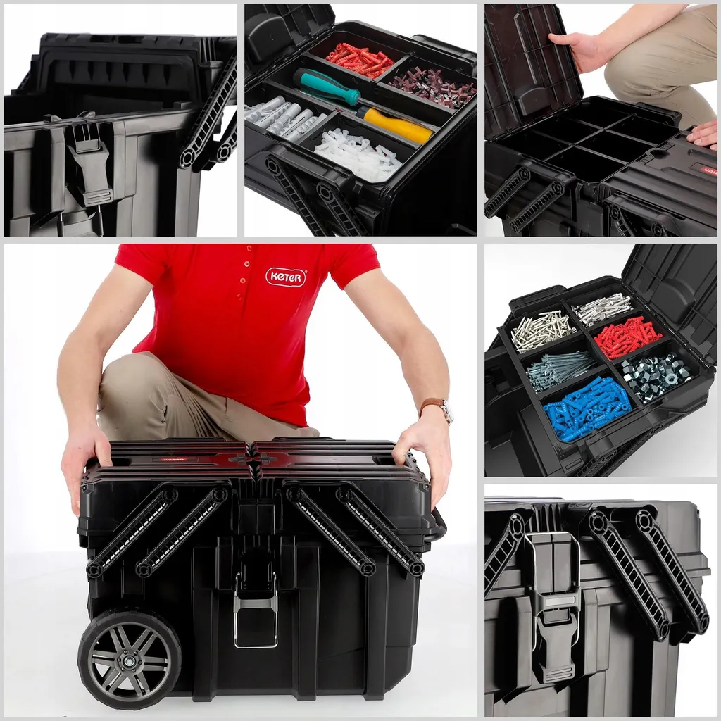 Coffre à outils robuste 20 pouces en plastique ABS - Rangement léger - 4