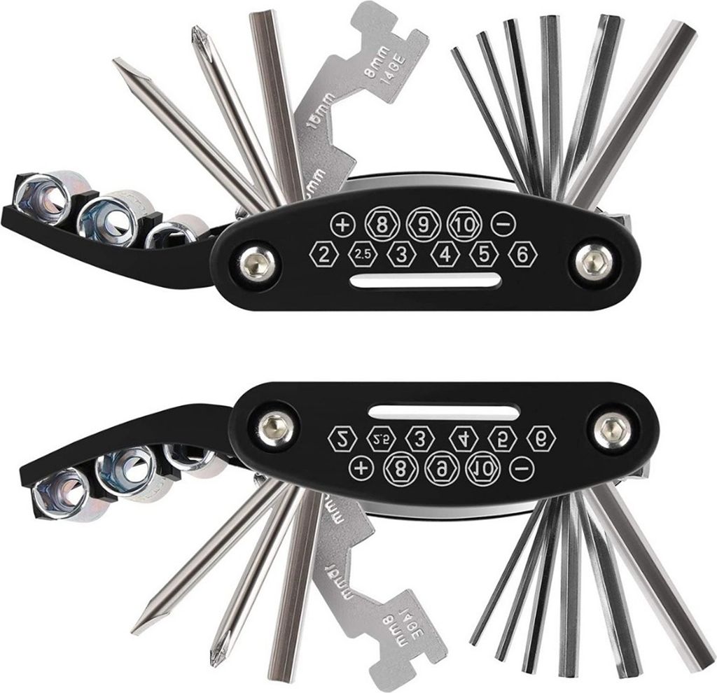 2er Set Fahrrad 16-in-1 Multifunktionswerkzeug | Multitool Fahrrad Werkzeug | MTB Reparatur Werkzeugset | Reparatur Set Kit für schnelle Fahrradre...