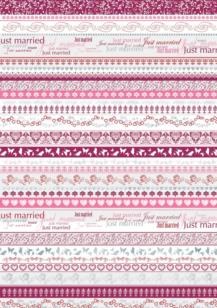 Papier cartonné Just Married A4 pour mariage avec bordure rouge Heyda