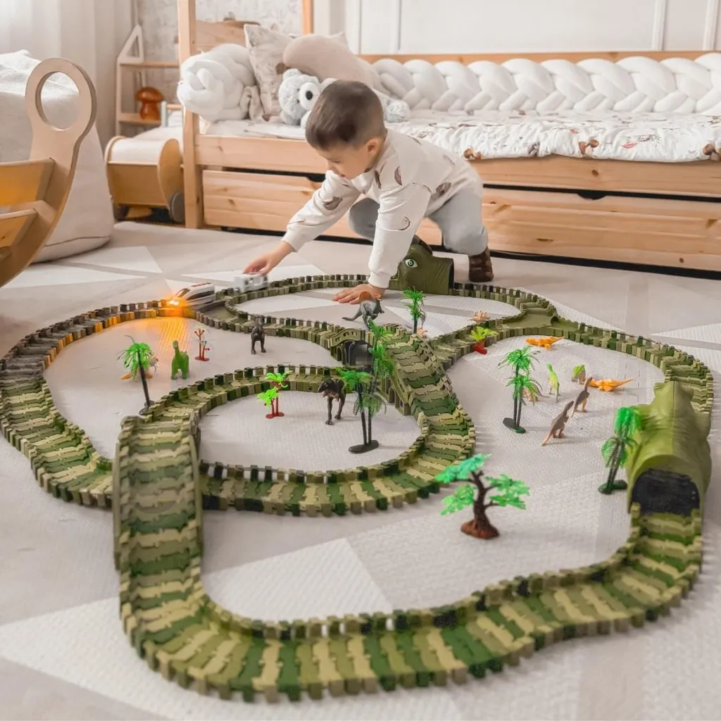 Circuit de voitures dinosaure solide et facile à assembler soi-même - 8