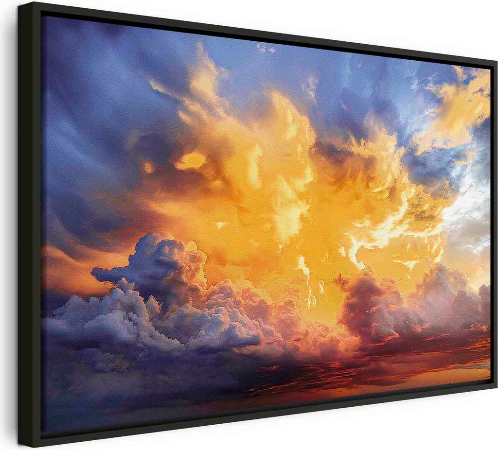 Italienischer Leinwand Leinwandbild - Beautiful Sunset - Clouds in Warm Shades 120x80 cm Muster b-H-10021-b-a