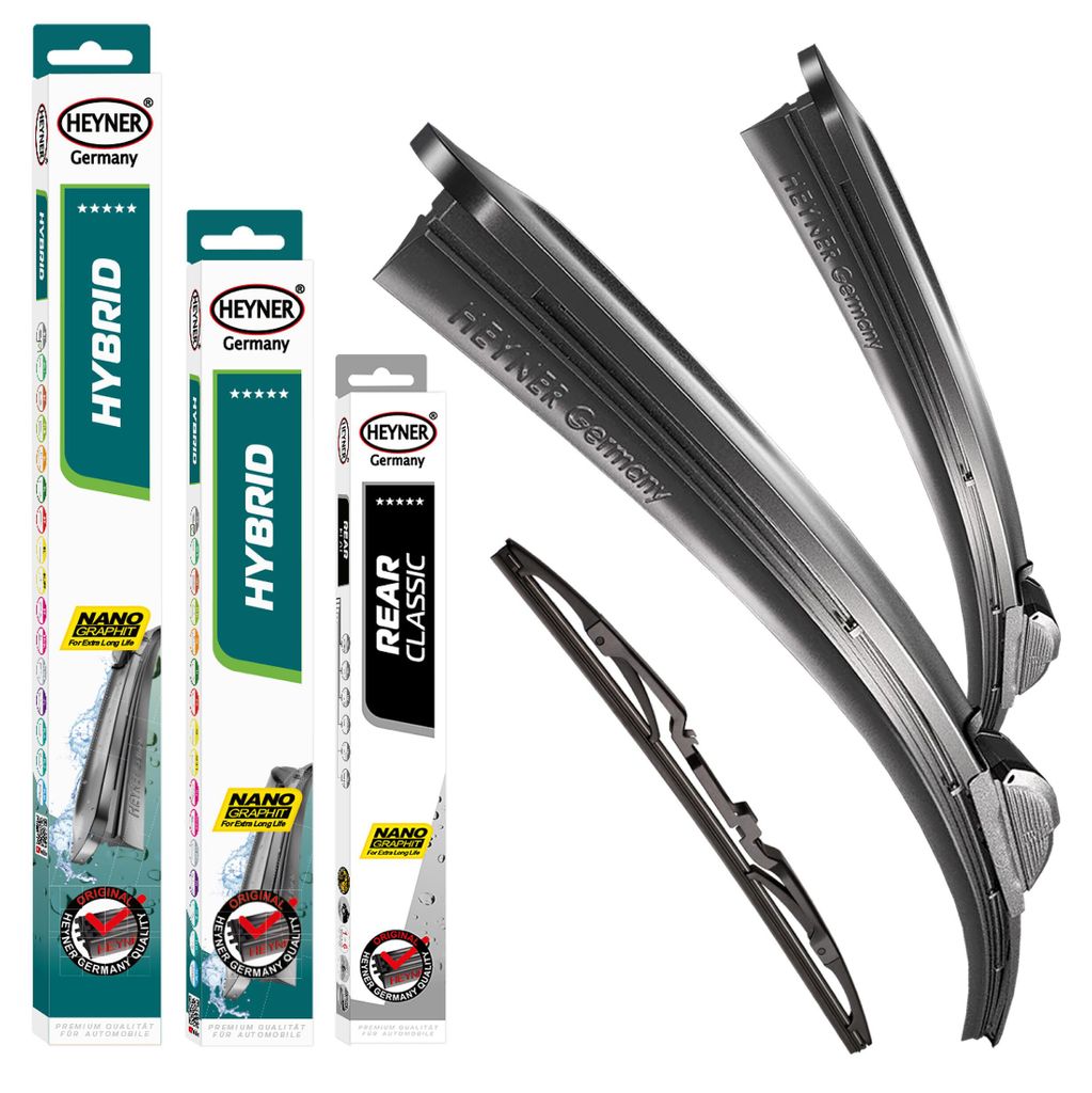 HEYNER Scheibenwischer Komplettset für DAEWOO TICO (02.1995 - 12.2000) HYBRID Flachbalkenwischer
