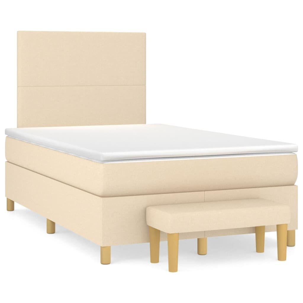 vidaXL Boxspringbett mit Matratze Creme 120x200 cm Stoff Produktbild 