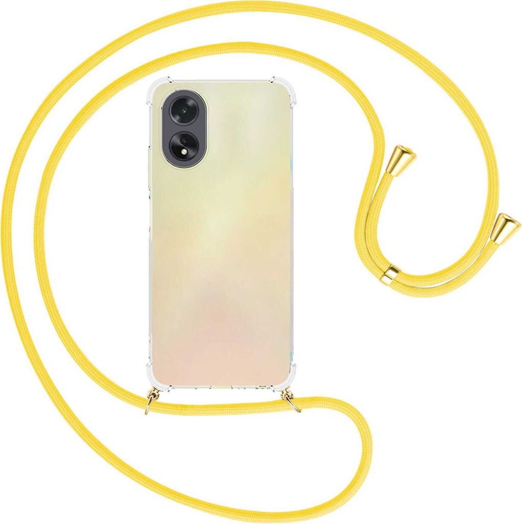 Handykette Backcover-Schutzhülle mit Band (Metall goldfarben) für Oppo A18 4G, A38 4G (CPH2579, 6.56'') - gelb