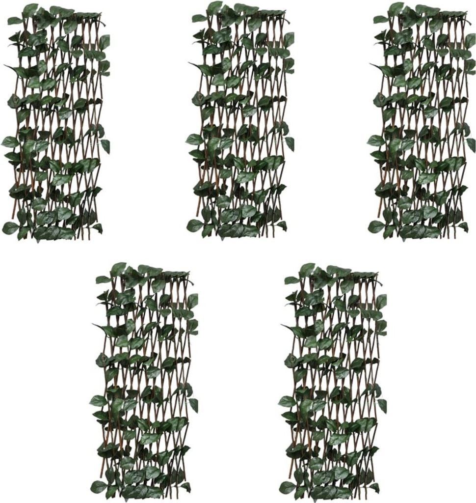Maison Exclusive - Weidenzaun-Rankgitter 5 Stk. mit künstlichen Blättern 180x60 cm