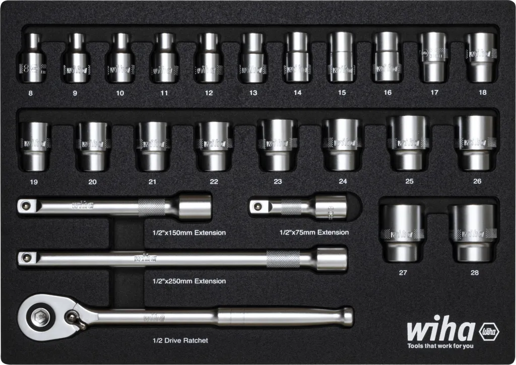 Jeu de douilles 1/2 395 mm Wiha 44740 idéal pour accès difficiles