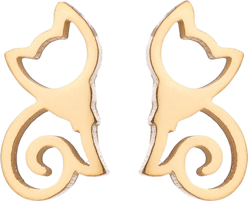 Minimalistische hohle Katzen-Ohrstecker aus Edelstahl, niedlicher Tier-Frauenschmuck-Golden