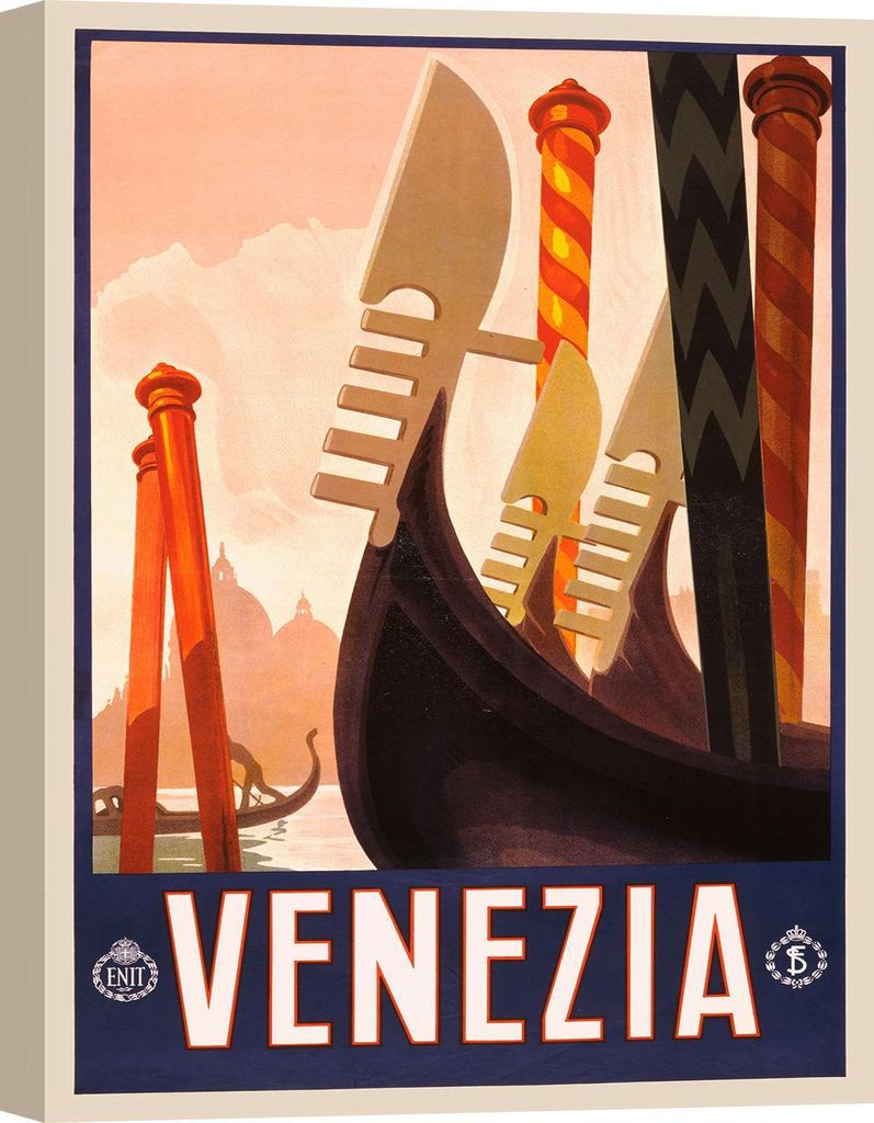 Kunstdruck auf Leinwand, Vintage-Poster, Venedig - Größe 70x100 cm
