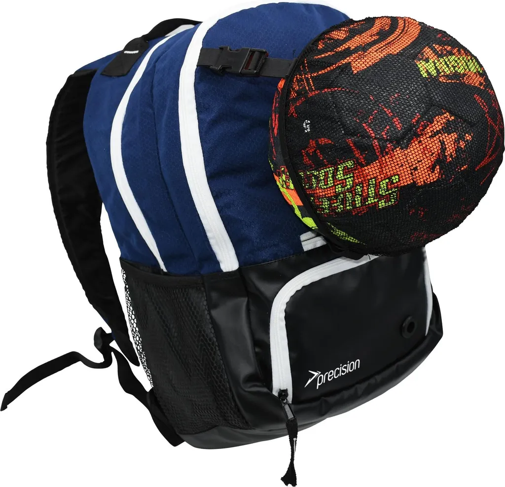 Sac à dos sport avec porte-balle 44L Precision Bleu/Blanc Football