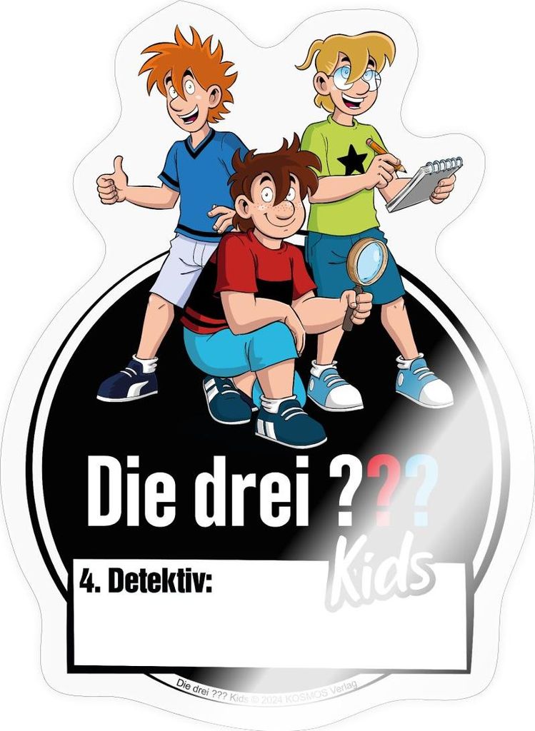 Spreadshirt Die Drei Fragezeichen Kids 4. Detektiv Personalisierbar Sticker Aufkleber, 10 x 10 cm, Transparent glänzend