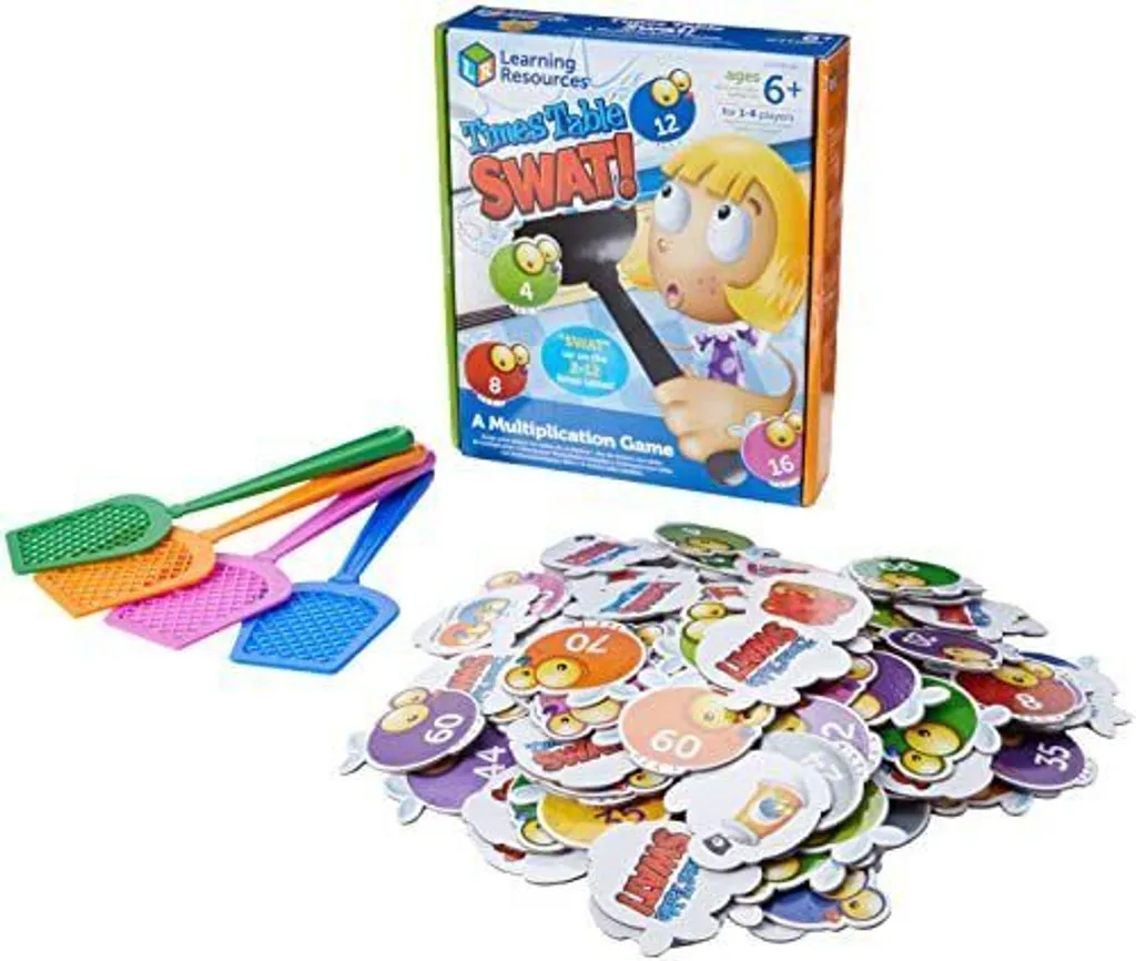 MagiDeal Jeu De Mathématiques – Tapette à Mouches, 4 Tapettes, Dés, Cartes, Anneaux – Apprentissage Interactif, Calcul, Concentration, Dès 3 Ans, Pour Fêtes Et Famille