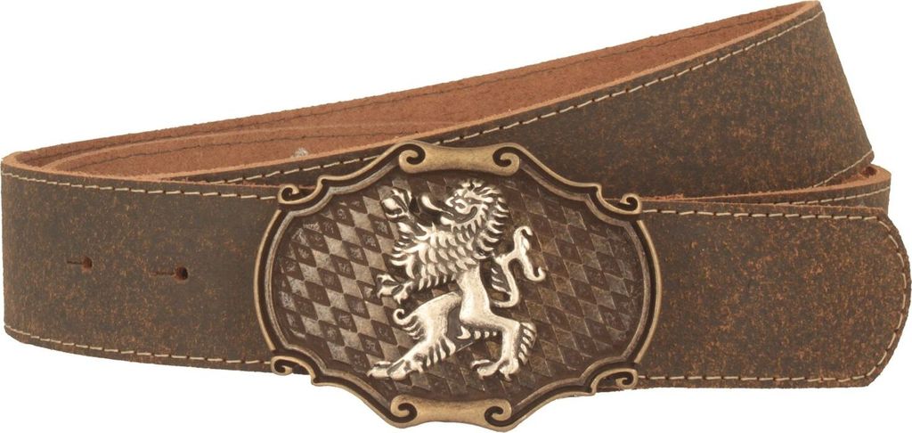 Trachten-Ledergürtel mit Löwen-Schließe von Hut-Breiter