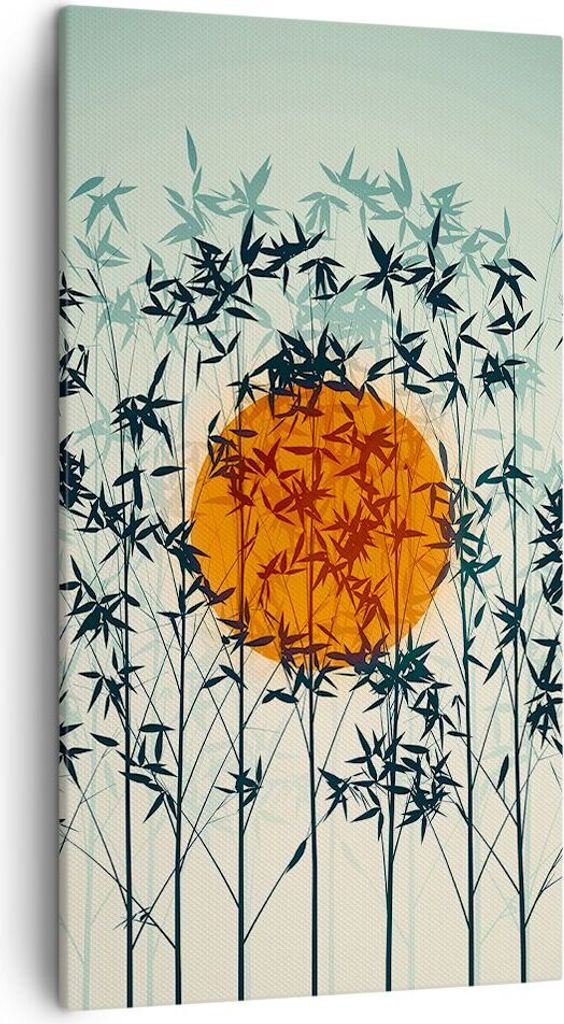 Bild auf Leinwand - Leinwandbild - Einteilig - Westen Sonne Gras - 45x80cm - Wand Bild - Wanddeko - Wandbilder - Leinwanddruck - Bilder - Wanddekor...